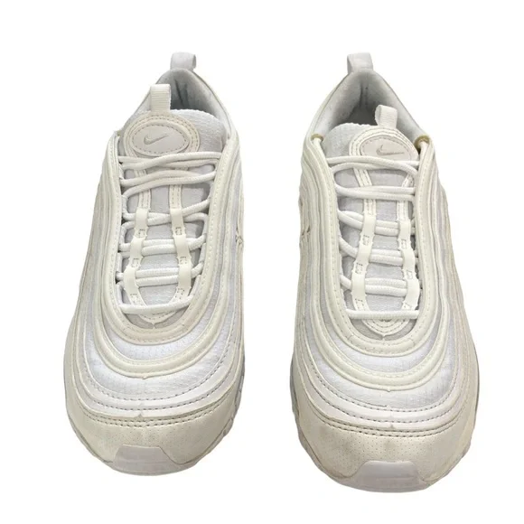 Nike Air Max 97 Triple White Sneakers - Girl/Boy Size 5.5Y - Picture 4 of 10